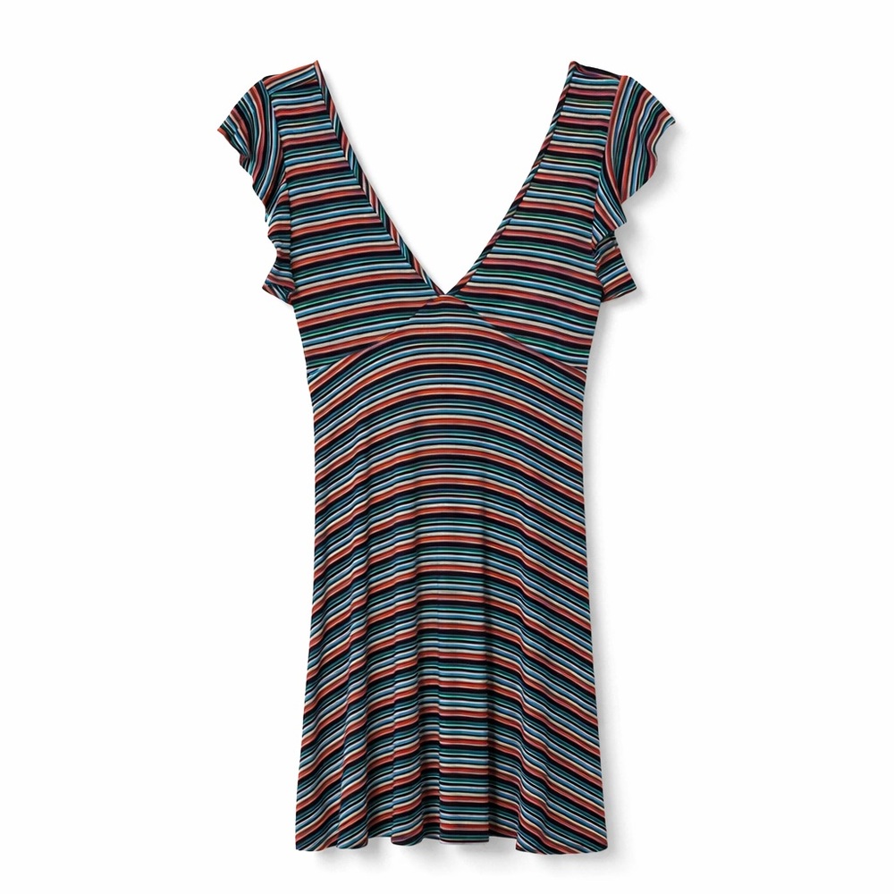 Wild Fable Multicolor Striped V-Neck Dress